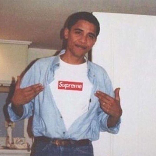 Barack O wearing Supreme box logo tee goes viral